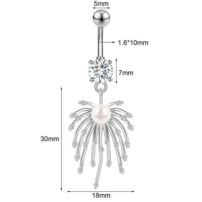 14G Fireworks Belly Navel Rings Clear Zircon Belly Button Rings