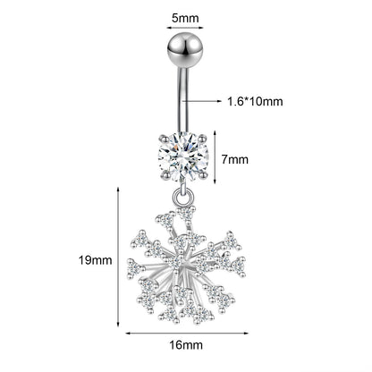 14G Snowflake Belly Navel Rings Clear Zircon Belly Button Rings