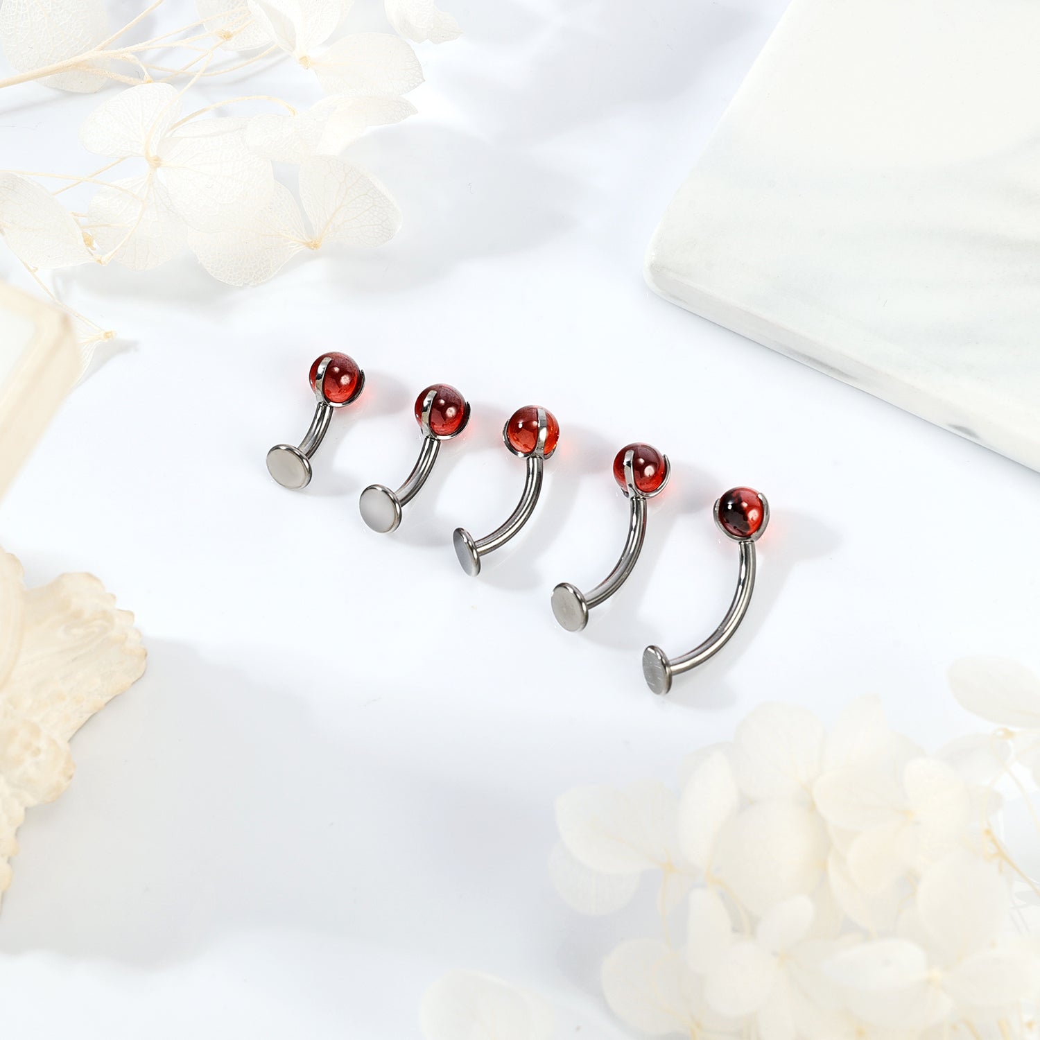 14G G23 Titanium Belly Navel Rings Red Ball Belly Button Rings