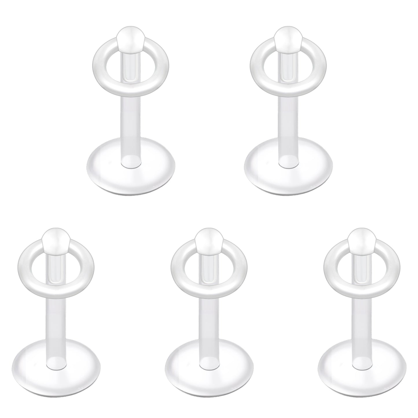 5Pcs 16g Invisible Bioflex Labret Rings Acrylic Stud Earrings Conch Helix Lip Piercing