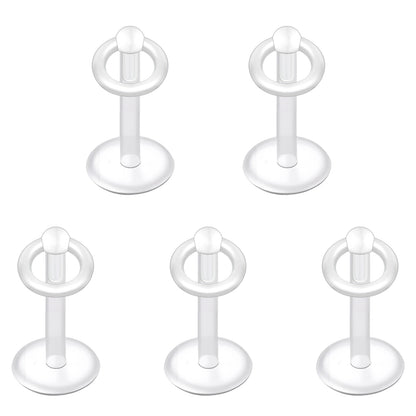 5Pcs 16g Invisible Bioflex Labret Rings Acrylic Stud Earrings Conch Helix Lip Piercing