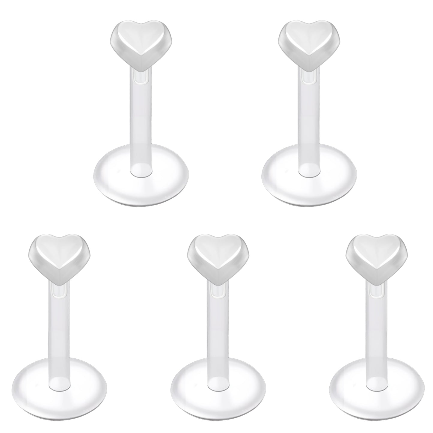 5Pcs 16g Invisible Bioflex Labret Rings Acrylic Stud Earrings Conch Helix Lip Piercing