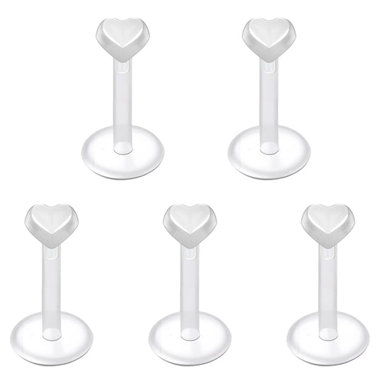 5Pcs 16g Invisible Bioflex Labret Rings Acrylic Stud Earrings Conch Helix Lip Piercing