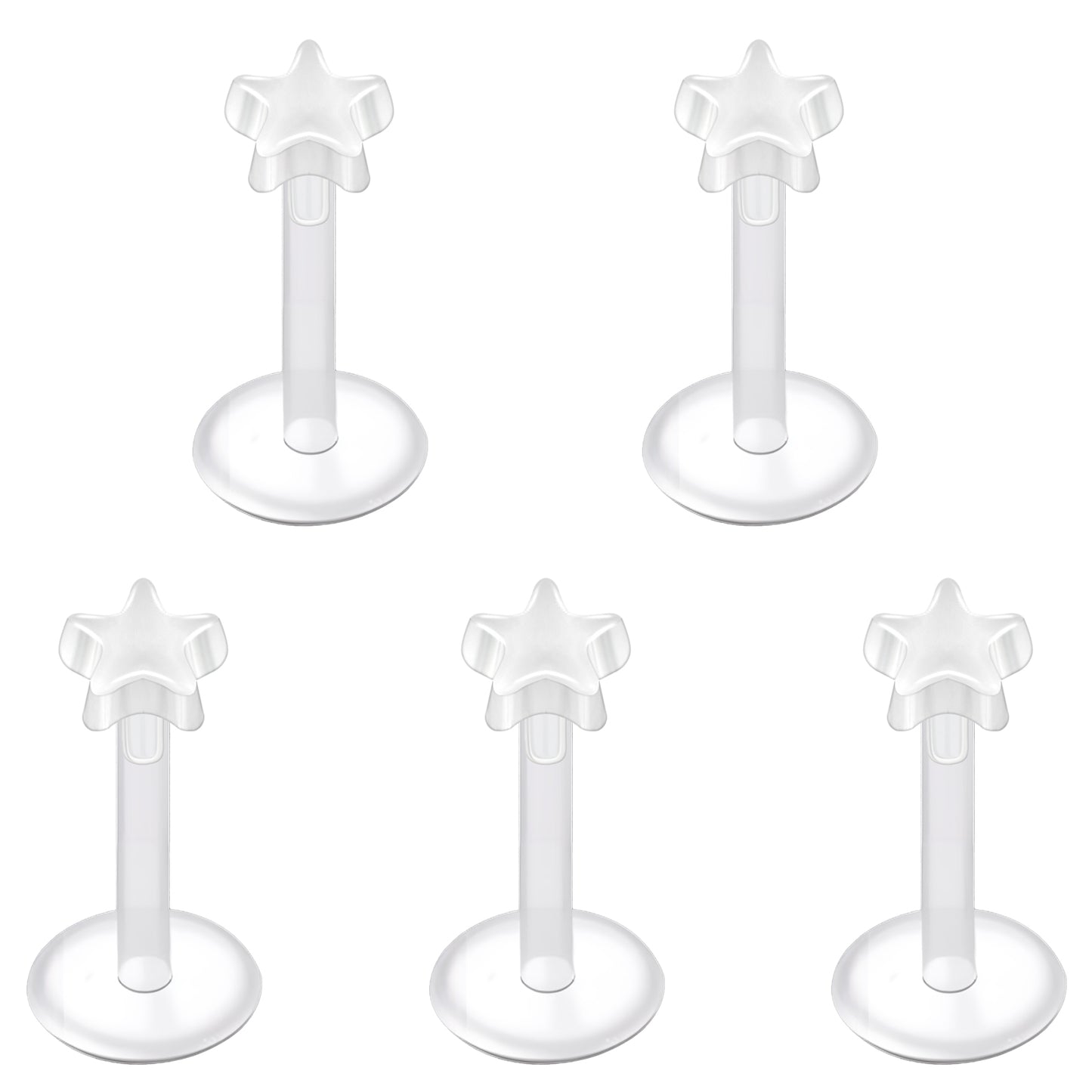 5Pcs 16g Invisible Bioflex Labret Rings Acrylic Stud Earrings Conch Helix Lip Piercing