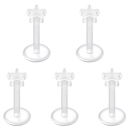 5Pcs 16g Invisible Bioflex Labret Rings Acrylic Stud Earrings Conch Helix Lip Piercing