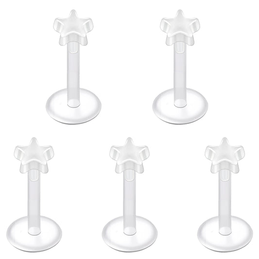 5Pcs 16g Invisible Bioflex Labret Rings Acrylic Stud Earrings Conch Helix Lip Piercing