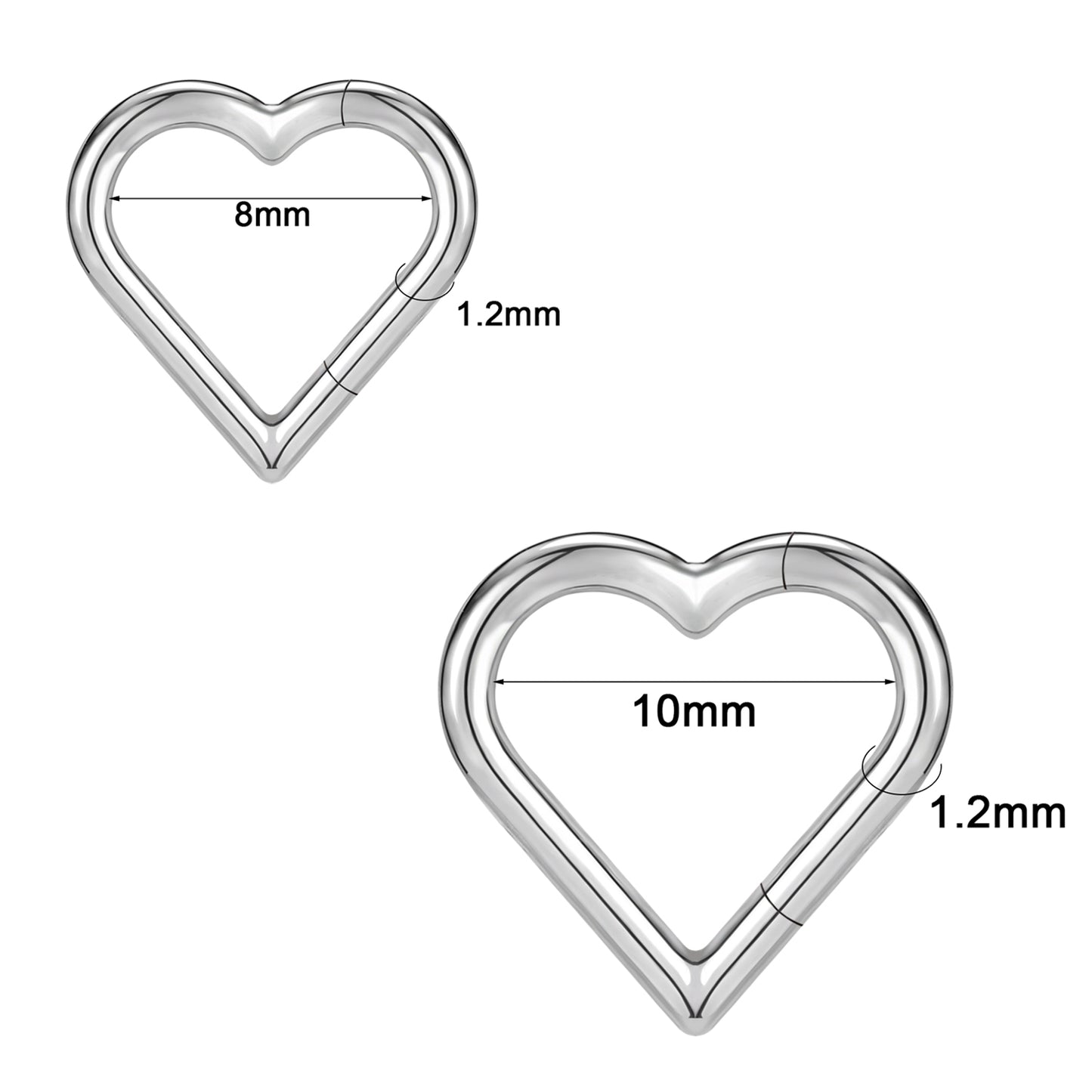 16g G23 TItanium Nose Ring Heart Septum Ring Piercing Jewelry