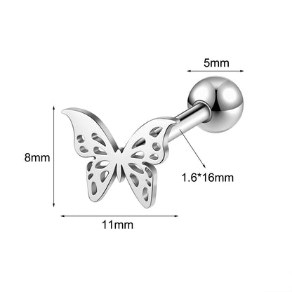 14g Butterfly Tongue Ring Threaded Tongue Piercing Barbell Jewelry