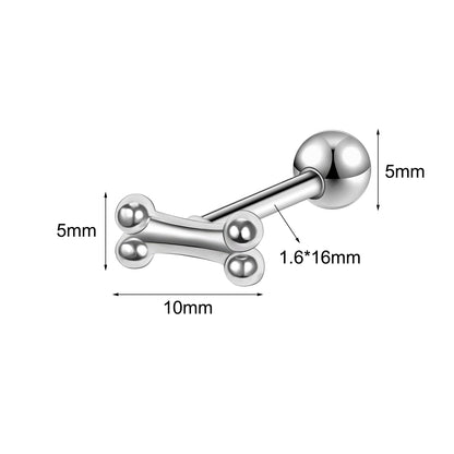 14g Bone Tongue Ring Threaded Tongue Piercing Barbell Jewelry