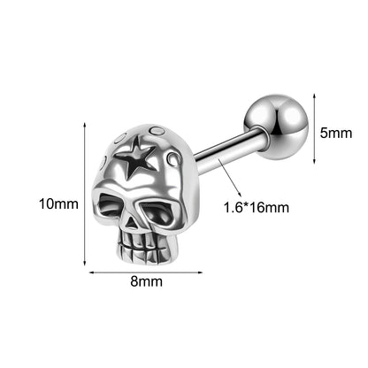 14g Skull Tongue Ring Threaded Tongue Piercing Barbell Jewelry