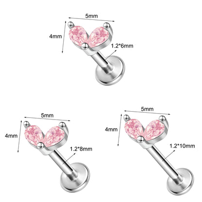 16g Push-in Labret Ring Flat Back Stud Earring CZ Conch Helix Lip Piercing