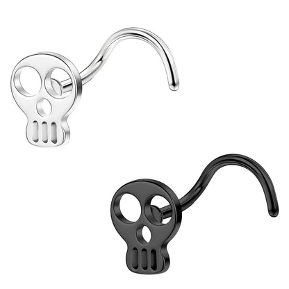 20G Skull Nose Studs Piercing Corkscrew Nose Rings Halloween Nostril Piercing