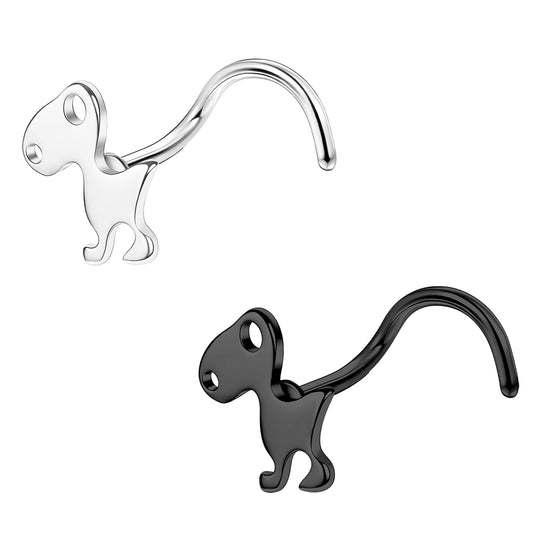 20G Dinosaur Nose Studs Piercing Corkscrew Nose Rings Cartoon Nostril Piercing