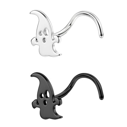 20G Ghost Nose Studs Piercing Corkscrew Nose Rings Halloween Nostril Piercing