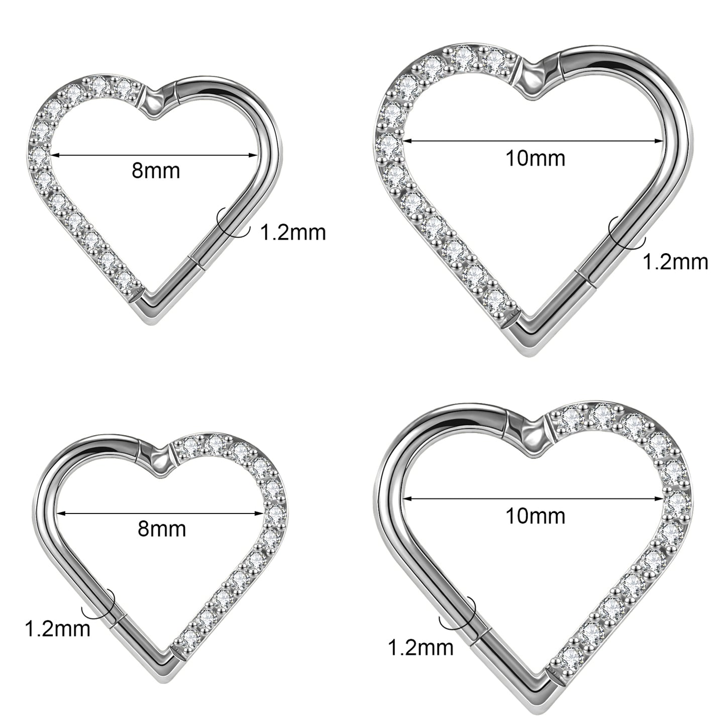 1 Piece 16g G23 TItanium Nose Ring Heart Septum Ring Piercing Jewelry