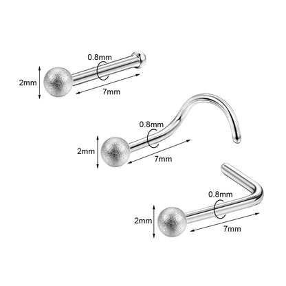 20G-Frosted-Ball-Nose-Studs-Piercing-Nose-Bone-Shape-L-Shape-Crokscrew-Nose-Rings-Stainless-Steel-Nostril-   Piercing