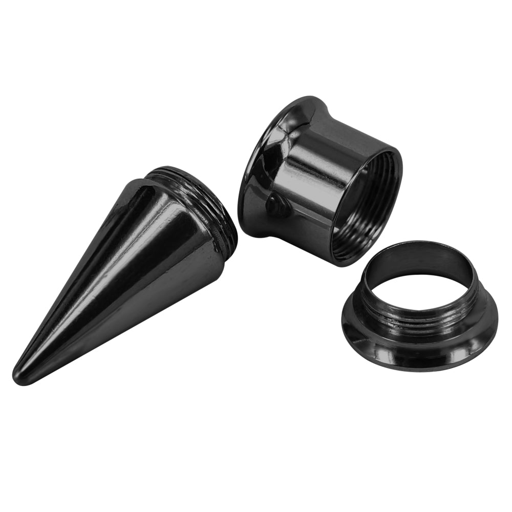 1 Pair 2-20mm 2 In 1 Ear Plug Tunnel Double Flare Ear Gauges Black Ear Taper Stretchers