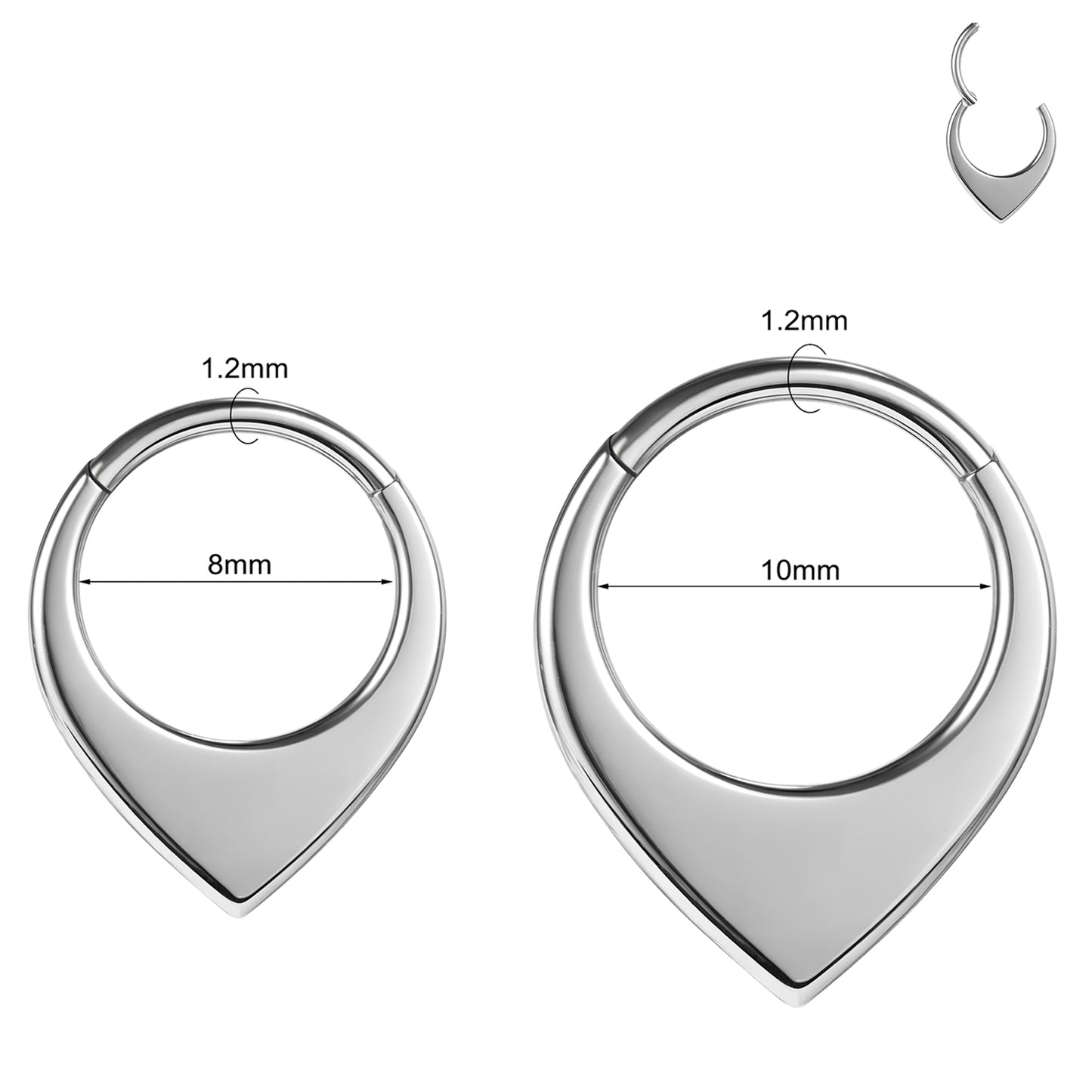 16g Hoop Nose Ring Hinged Septum Ring Piercing Jewelry