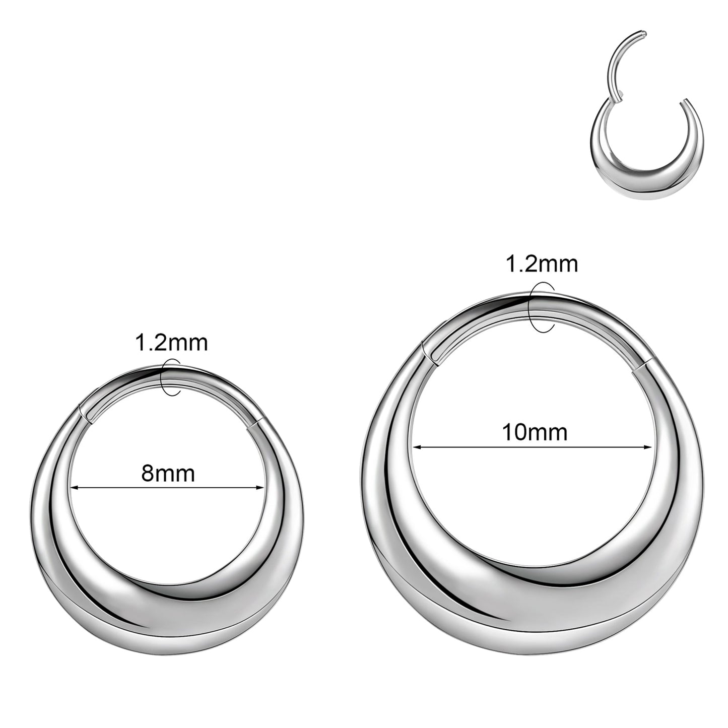 16g Hoop Nose Ring Hinged Septum Ring Piercing Jewelry