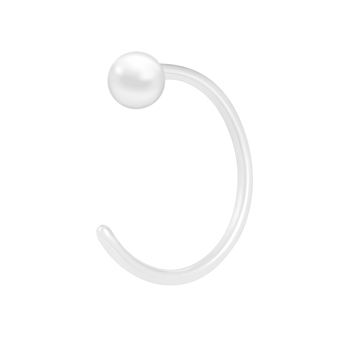 20g White Ceramic Nose Ring C-Shaped Nostril Piercing Jewelry