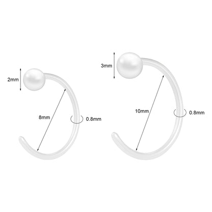 20g White Ceramic Nose Ring C-Shaped Nostril Piercing Jewelry