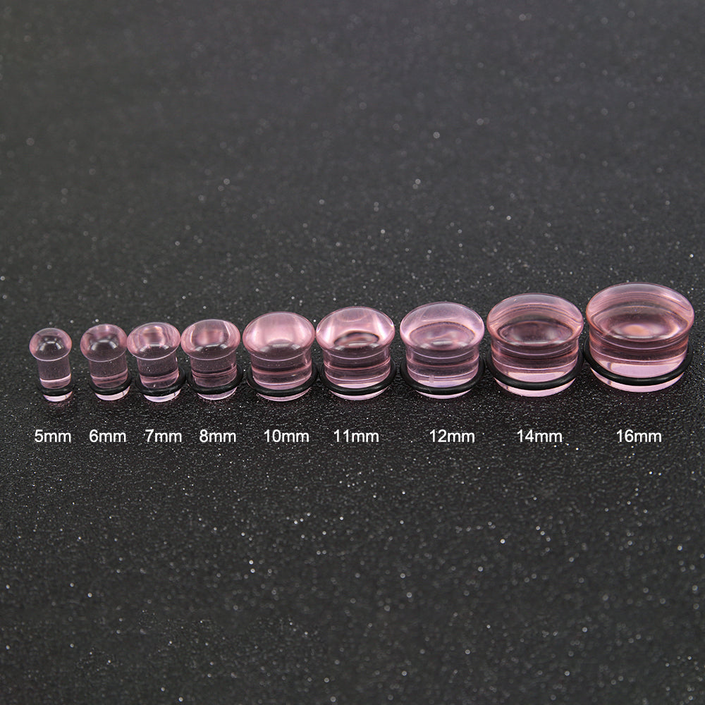 1 Pair 5-16mm Ear Plug Tunnel Red Glass Ear Gauge Single Flare Ear Expanders