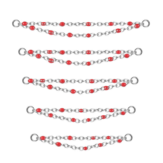 5pcs-set-stainless-steel-red-ball-nose-stud-chain-economic-set