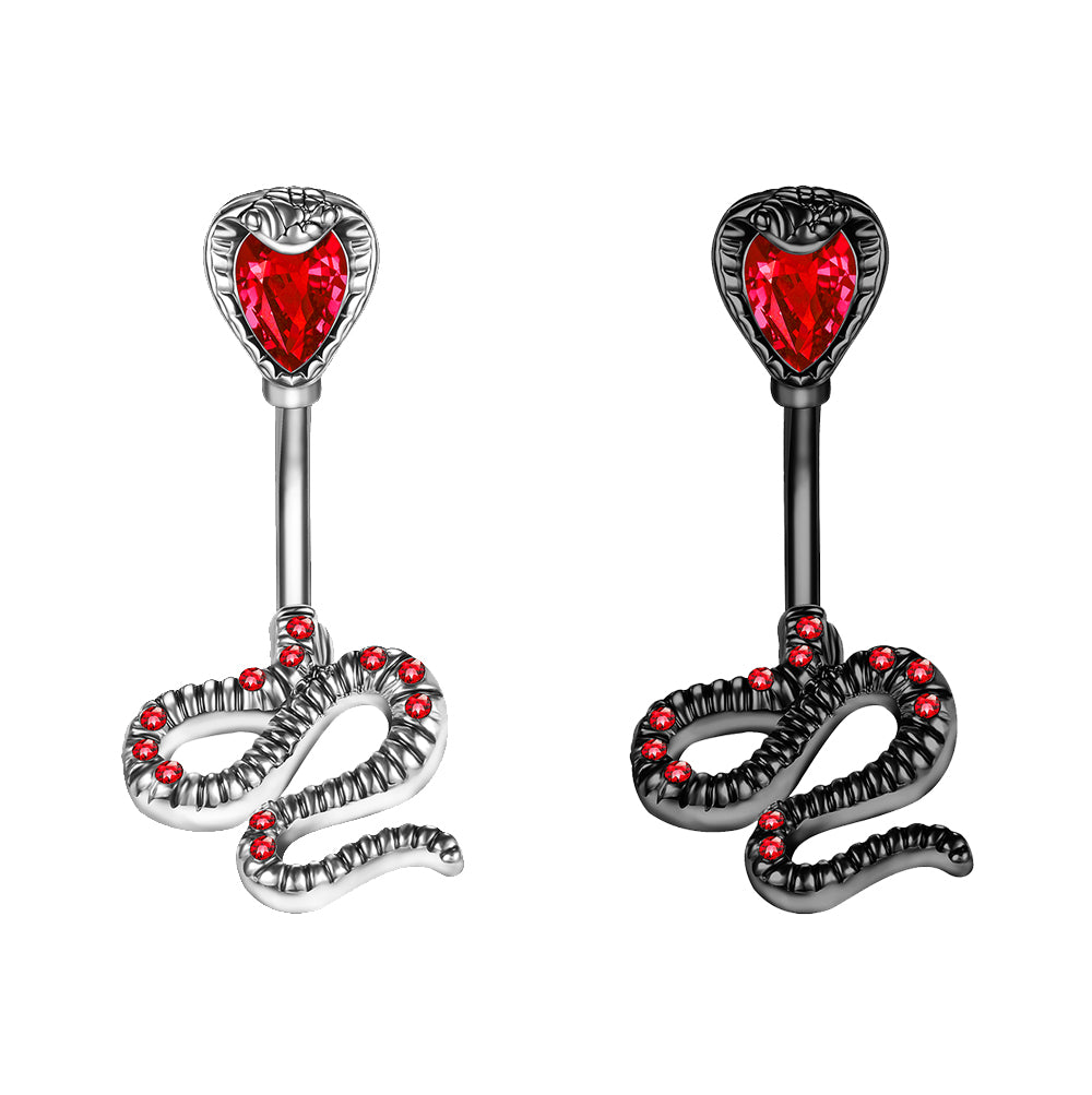 snake-belly-button-rings-red-crystal-belly-navel-piercing