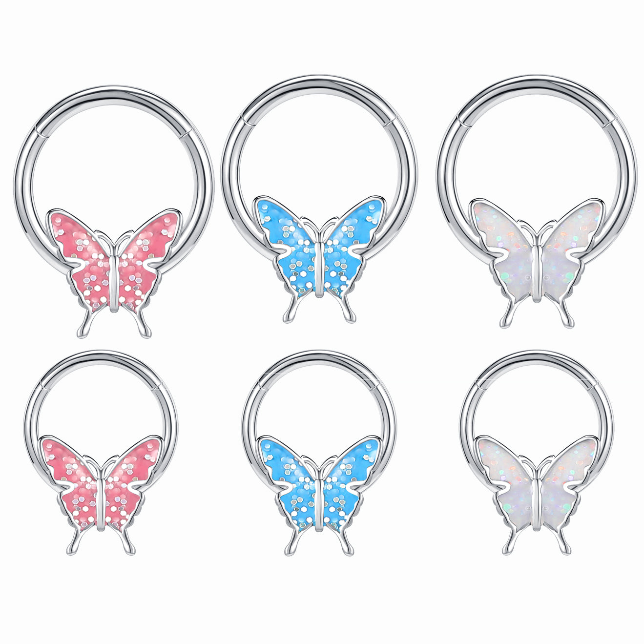 16g-3-colors-butterfly-nose-ring-septum-clicker-cartilage-helix-piercing