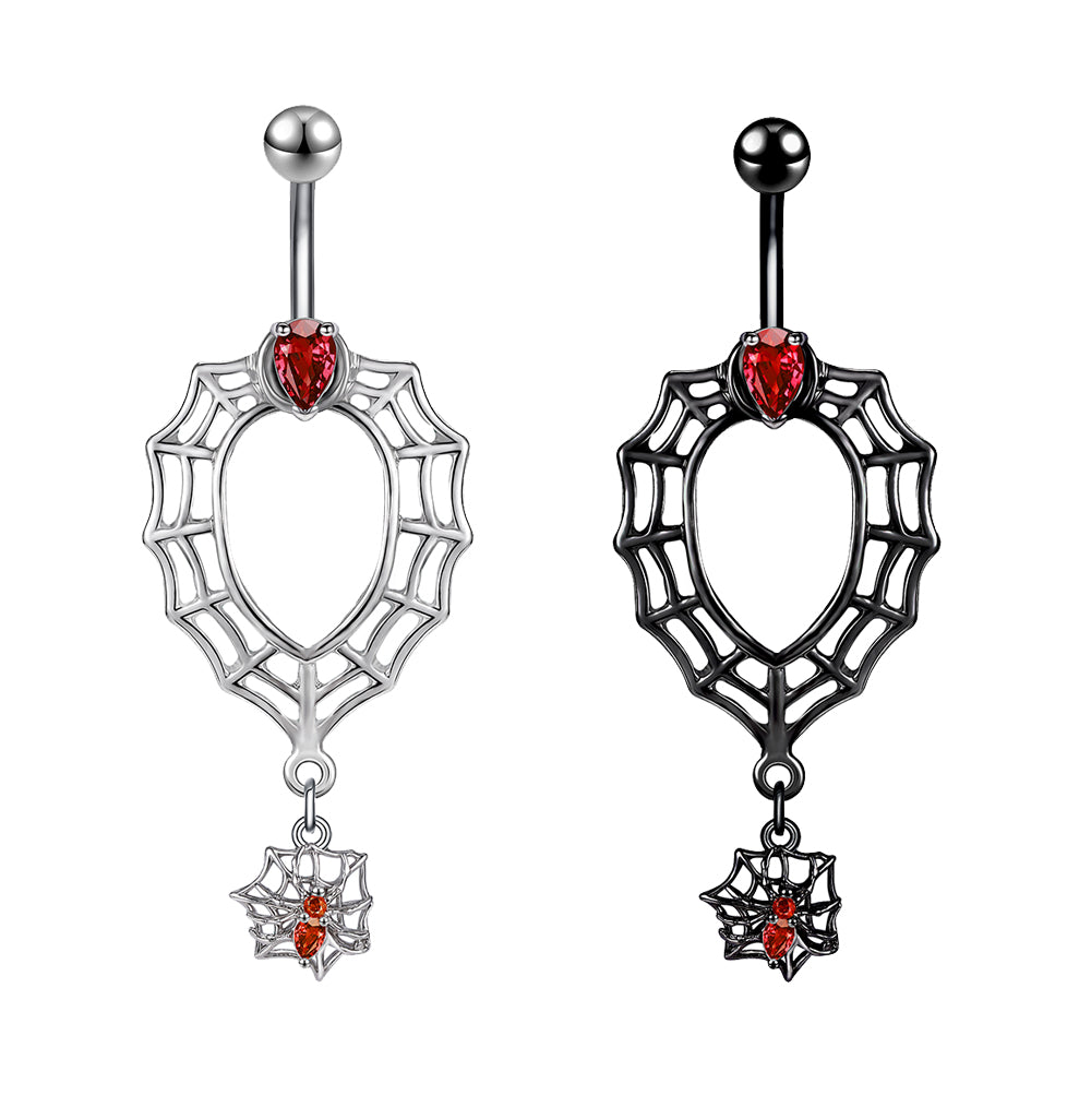 spider-web-belly-button-rings-red-crystal-belly-navel-piercing