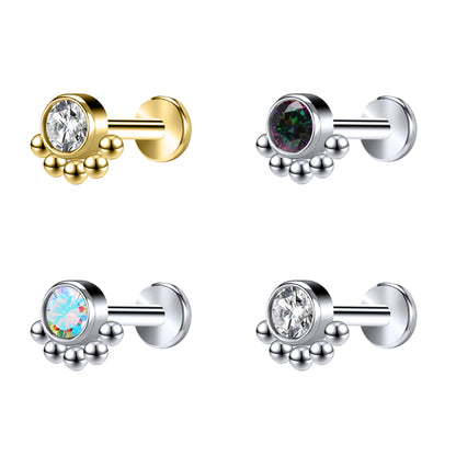 16G Crystal Ball Simple Labret Rings Tragus Helix Conch Lip Piercing