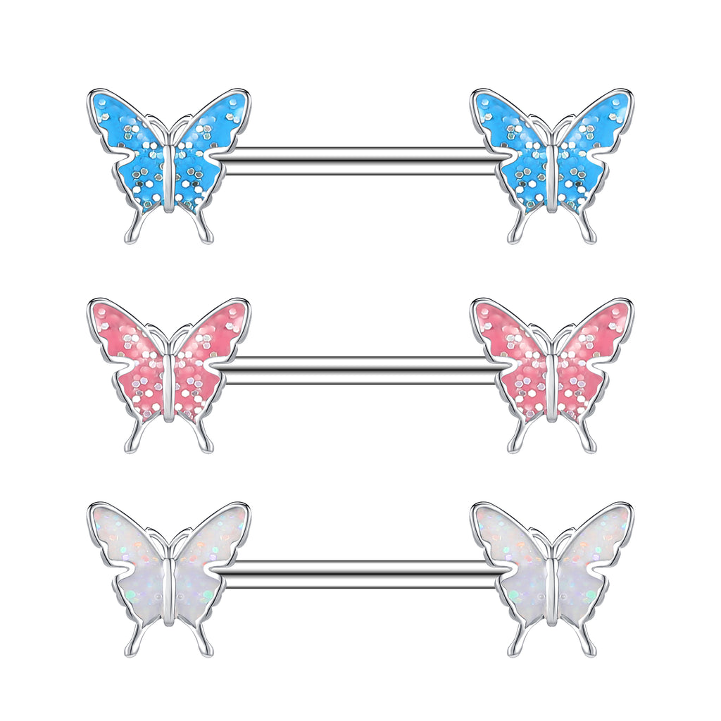 2pcs 14G Butterfly Nipple Barbell Ring Cute Nipple Piercing – ZS