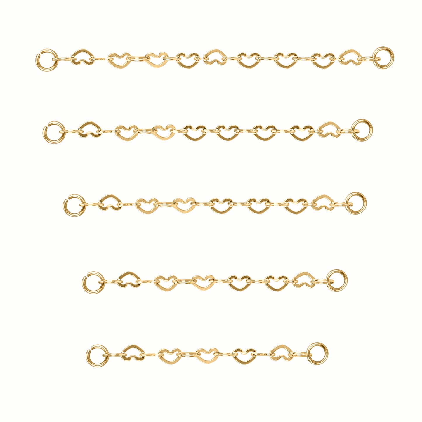 5pcs-set-stainless-steel-gold-heart-nose-stud-chain-economic-set