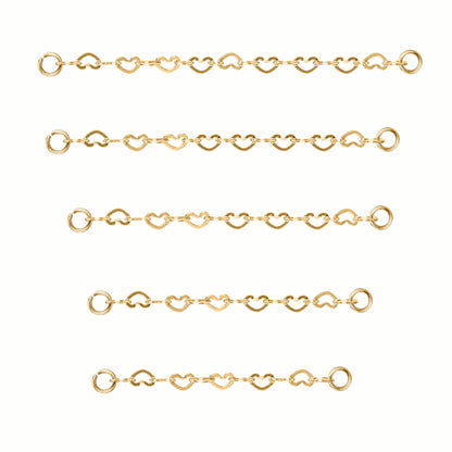 5pcs-set-stainless-steel-gold-heart-nose-stud-chain-economic-set