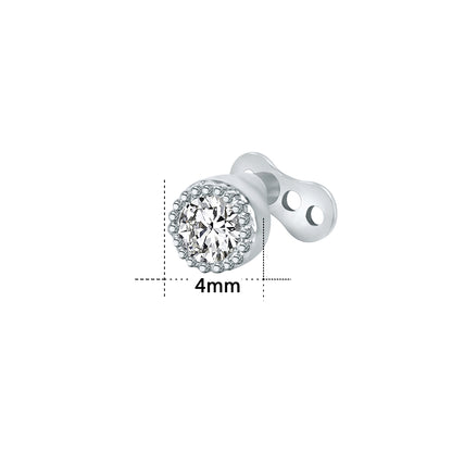 14g Round Crystal Cubic Zirconia Dermal Anchor Tops & Surgical Steel Base Microdermals