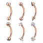 6 pcs/set 16g Eyebrow Piercing Barbell Crystal Zirconia Curve Helix Daith Piercing-Economic Set