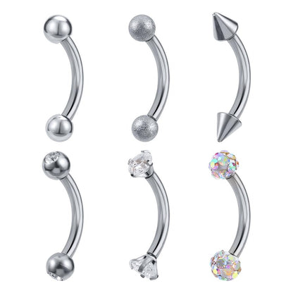 ZS Lot 5 Anneaux Sourcils 16G Acier Inoxydable - Piercings Nombril Lèvre Helix Tragus