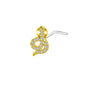 20G White Zircon Nose Studs Piercing L Shape Snake Nose Rings Gold Sliver Plated Nostril Piercing