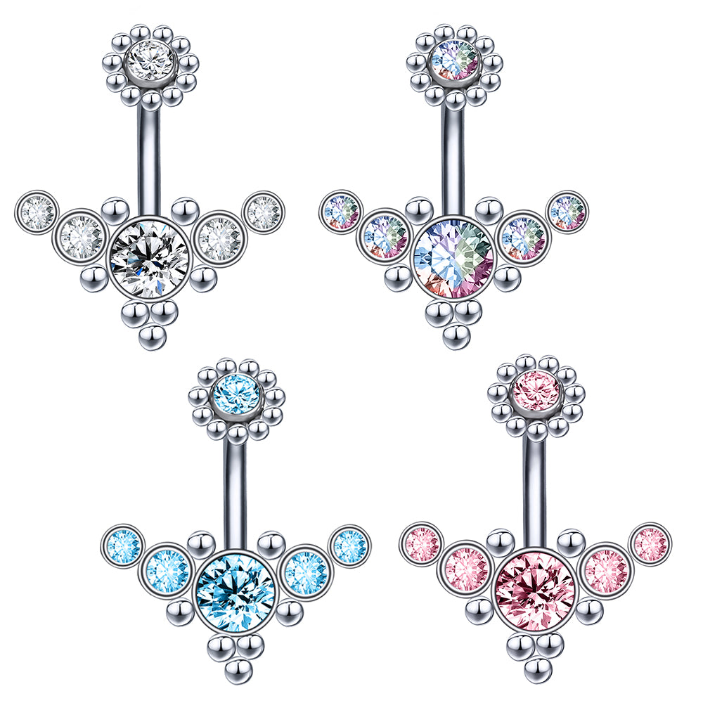 14g Wing Stainless Steel Ball Belly Rings Piercing Sun Flower Belly Navel Piercing Jewelry