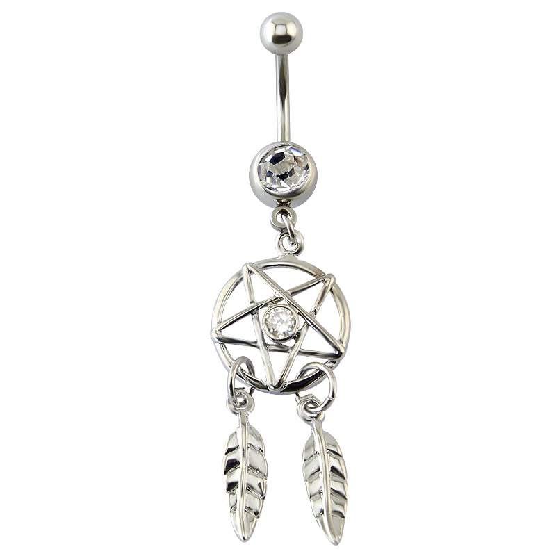 14g Dreamcatcher Dangle Belly Button Rings Stainless Steel Navel Piercing Jewelry