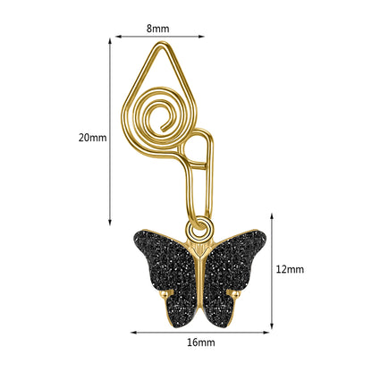 16g-gold-stainless-steel-u-shaped-nose-clip-drop-butterfly-black-blue-fake-nose-ring