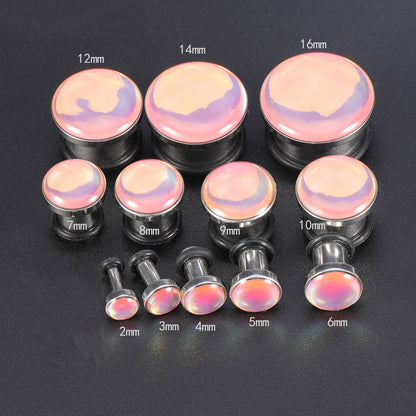 6-16mm-Stainless-Steel-Pink-Changing-Ear-plug-Single-Flare-Expander-Ear-Gauges