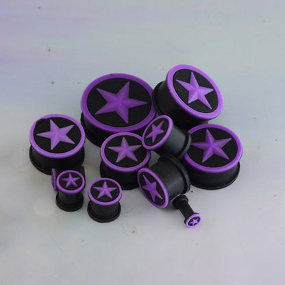 4-26mm Purple Star Silicone Ear Plugs Gauge