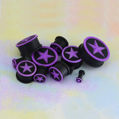 4-26mm Purple Star Silicone Ear Plugs Gauge