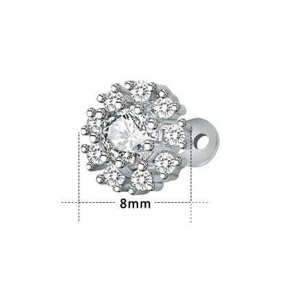 14g Flower Cubic Zirconia Dermal Anchor Tops & Surgical Steel Base Microdermals