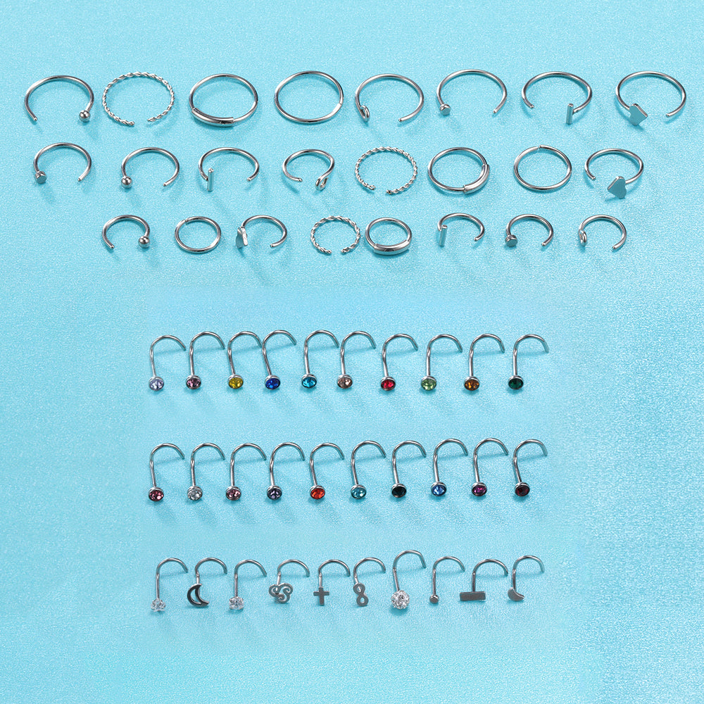 54-Pcs-Set-20g-Stainless-Steel-Nose-Rings-Crystal-Nose-Screw-Piercing-Economic-Set