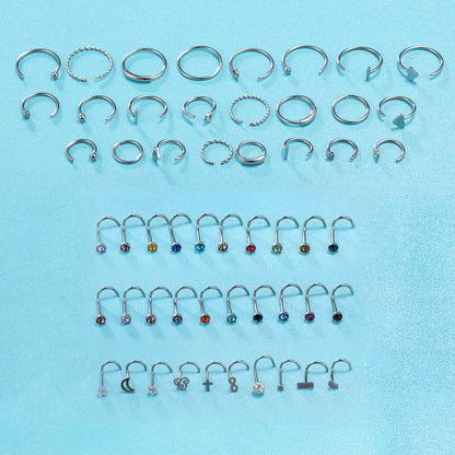 54-Pcs-Set-20g-Stainless-Steel-Nose-Rings-Crystal-Nose-Screw-Piercing-Economic-Set