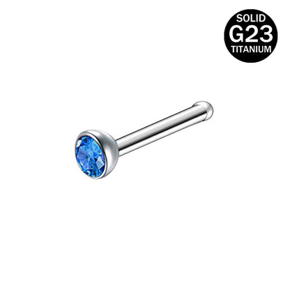 1Pc 20g G23 Titanium Nose Stud Piercing Crystal Nose Bone Rings