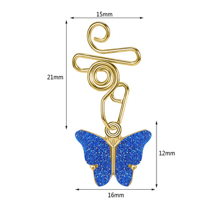 16g-gold-stainless-steel-u-shaped-nose-clip-drop-butterfly-black-blue-fake-nose-ring