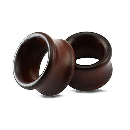 ZS Vintage Natural Brown Wood Organic Ear Tunnel Plugs Stretcher Gauges for Men and Women